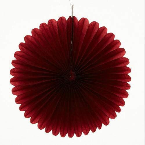 Sorive 5pcs 4" Tissue Paper Fan Party Hanging Fan Flower Wedding Birthday Showers Party Baby Shower Decorations (4 Inch, Burgundy)
