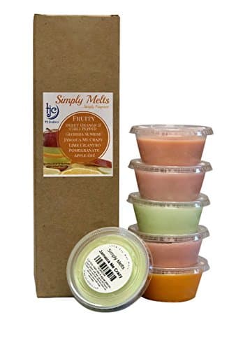 Scented Wax Melts Variety Pack - Hand Poured Natural Soy Candle Wax Melts for Warmers, 6 Resealable Cups (2.2 Oz Each, 13.2 Oz Total), Up to 40 Hours of Scent Throw Per Quarter Cup (Fruity)
