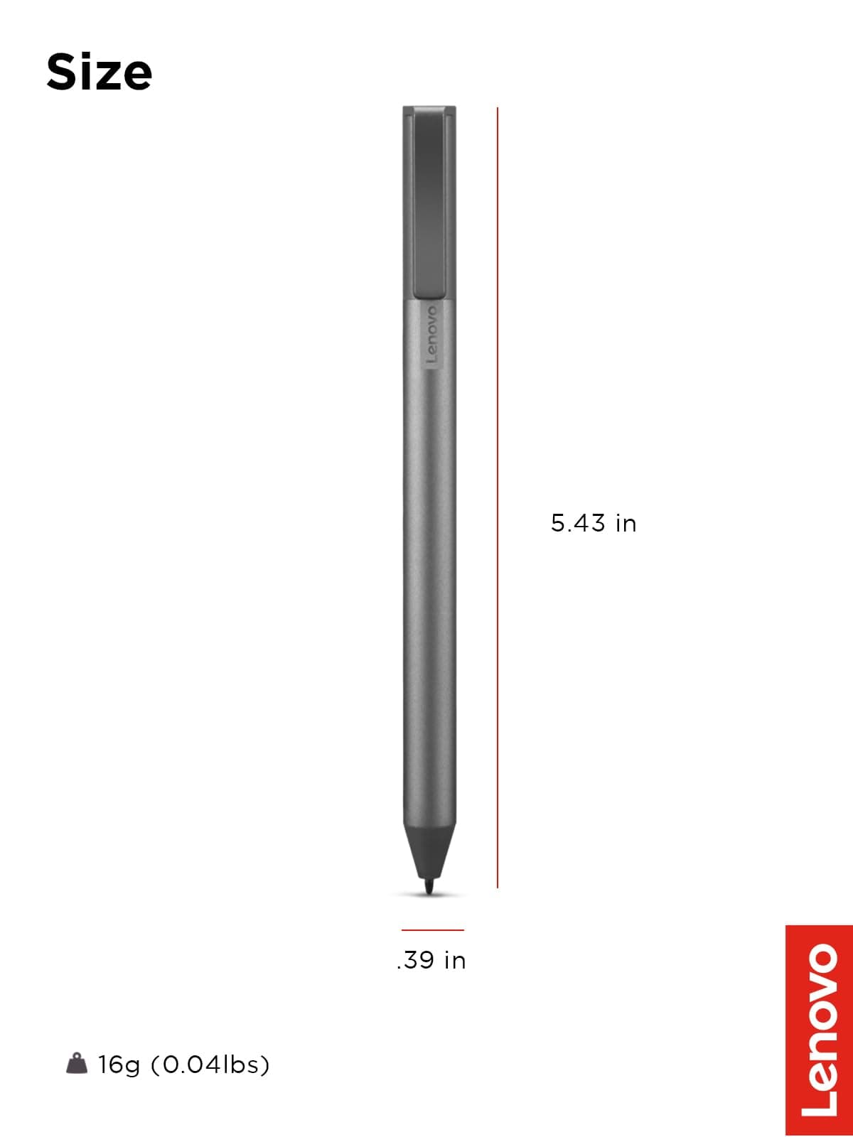 Lenovo USI Stylus Pen, Chrome OS Support, 4,096 Levels of Pressure Sensitivity, 150 Days Battery Life, AAAA Battery, Works with Chromebook, GX81B10212,Grey