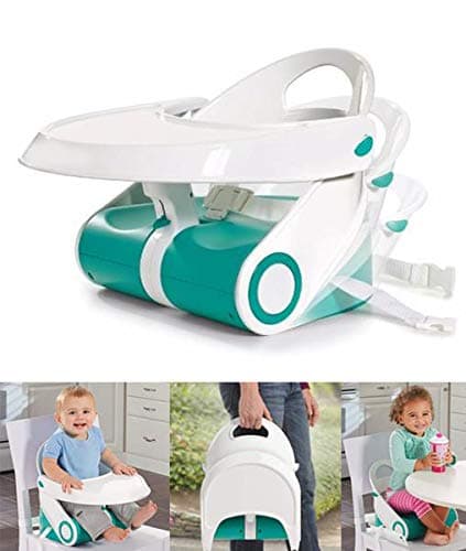 Diswa Comfort Folding Booster Seat with 3-Point Harness Dishwasher Safe Tray Folding Booster Seat for Baby Boys and Girls