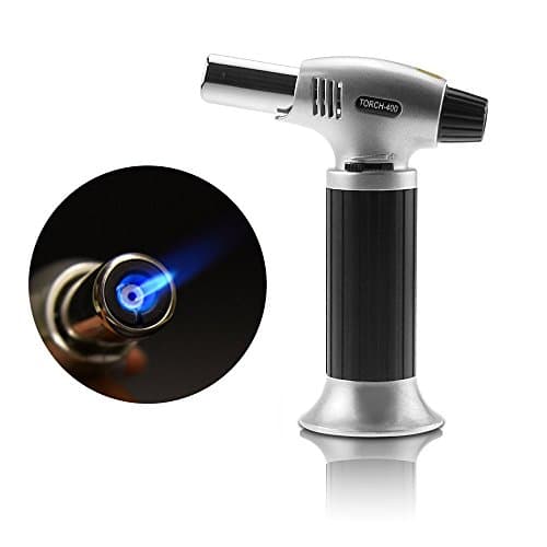Culinary Butane Torch, COSOON Kitchen Butane Culinary Torch Chef Cooking Torch Refillable Adjustable Flame Lighter with Safety Lock for DIY, Creme, Brulee, BBQ and Baking, (Butane not included) H019