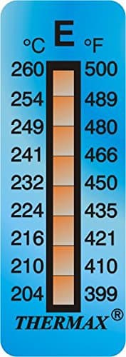 Thermax Irreversible Temperature label 8 level strips, Range: 204 Deg C to 260 Deg C