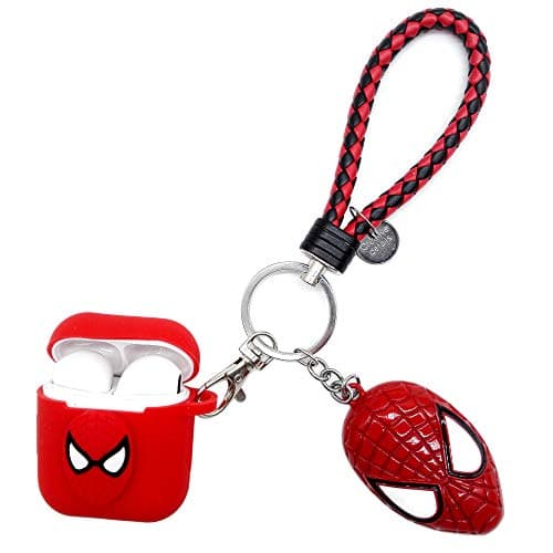 Adobox 3D Cartoon Airpods Case Silicone Protective Cover and Skin Compatible with Apple Airpods (Spiderman-Red)