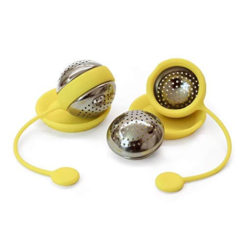 Tea Infuser (2 pack) – Reusable Tea Bag for Loose Leaf Tea - Flexible Long Silicone Handle Stainless Steel Ball Infuser with Drip Tray -– Prepare the Perfect Cup of Tea with Our Tea Accessories