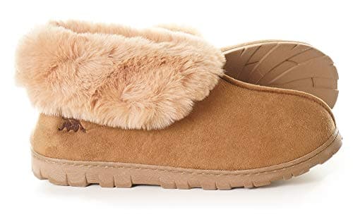 EuropeanSoftest Women's Micro Suede Faux Fur Fleece Lined Cozy 80-D High-Density Memory Foam Winter Slipper Bootie Breathable House Shoes with Non Skid Indoor Outdoor Sole