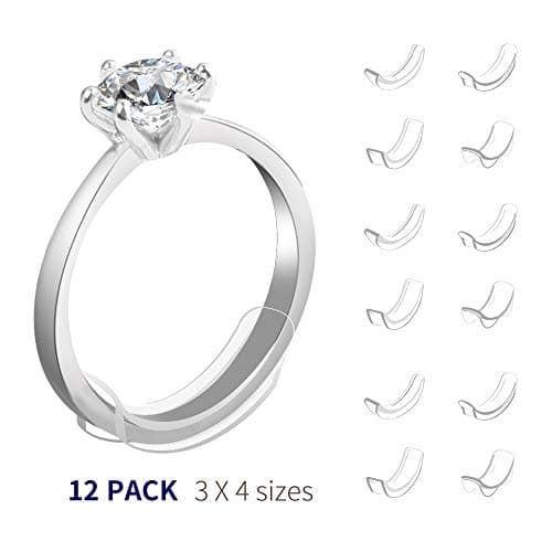 Invisible Ring Size Adjuster for Loose Rings Ring Sizer Reducer Fit Any Narrow Rings(12pcs 4sizes)