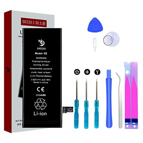 SNIDII Model 6s for iPhone 6s Battery -New 1715 mAh Replacement Battery -with Complete Repair Tool Kit and Instructions-Li-ion Batteries 0 Cycle - 1 Year Warranty(not 6 or 6splus)