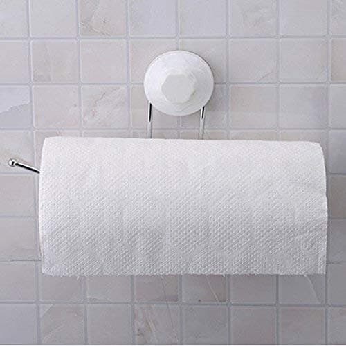 Emndr Wall Mounted Stainless Steel Toilet Paper Roll Holder Towel Napkin/Tissue Roll Hanger- Reusable Plastic Towel Ring, Wall Mount, No Screws, No Drill, Washable, Re-stickable,