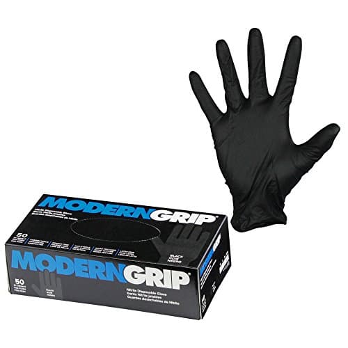 Modern Grip 18105-L Nitrile 8 mil Thickness Premium Disposable Gloves – Industrial and Household, Powder Free, Latex Free, Micro Textured for Superior Grip - Black - Large (50 count)