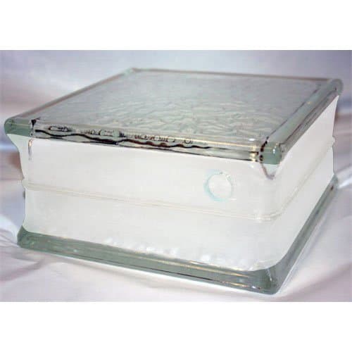 Pre-drilled Glass Block 8x8x4 with 4" White Border for Christmas Lights and Holiday Decor - Case of 8 Blocks