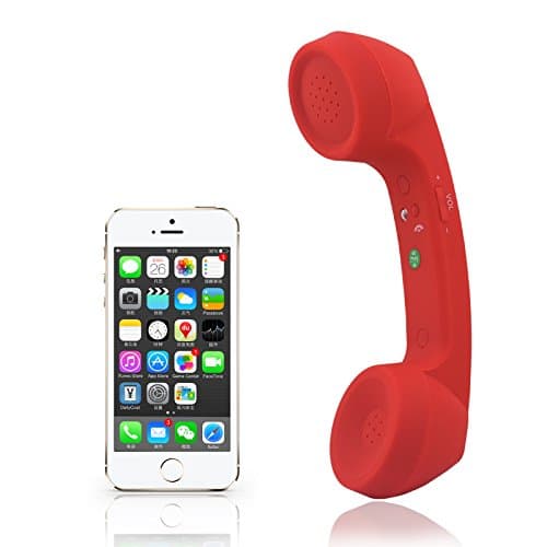 Wireless Retro Telephone Handset and Wire Handset Receivers Headphones for a mobile phone with comfortable call (Red)