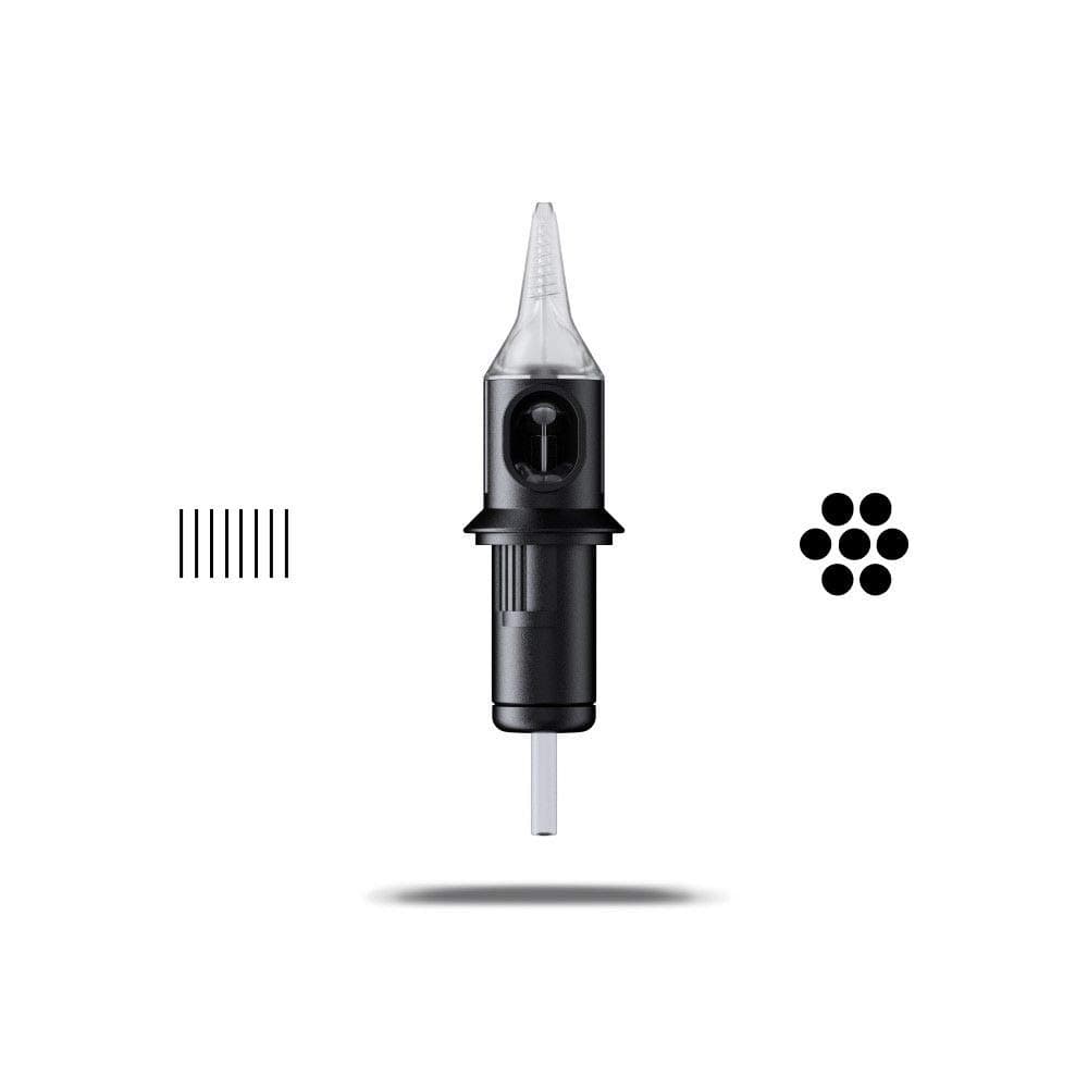 CheyenneCapillary Tattoo Cartridge Needles, Disposable, Professional Tattooing Supplies, Box of 20 Pcs, #8 (0.25mm) 7 Bugpin Round Liner Super Long Taper (5.5 mm)