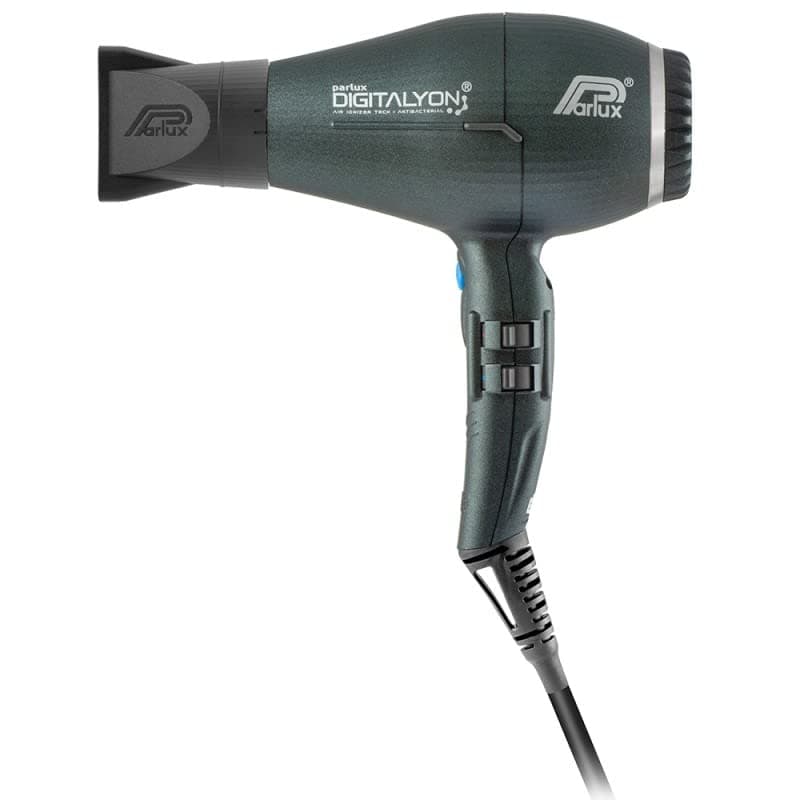 Parlux Digitalyon Anthracite Digital Hair Dryer with Slim Hair Straightening Nozzle for a Frizz-Free Straight Hair Look. Quiet with 2 Speeds and 4 Temperatures and Cold Air Button