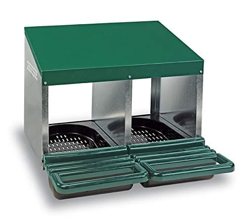 Homestead Essentials 2 Compartment Roll Out Nesting Box for Up to 10 Hens | Heavy Duty Nest Box for Chicken and Poultry with Lid Cover to Protect Eggs - 2 Pack