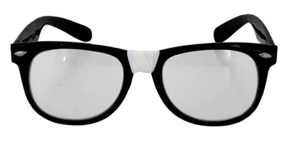 elopeNerdy Black Glasses - Classic Novelty Glasses with Clear Lenses and Taped Nosepiece