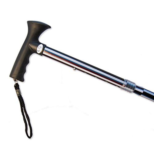 Charming Canes Adjustable Folding Walking Cane with Comfortable Grip, Wrist Strap, and Carrying Case – Travel Friendly! (Black Stripes)