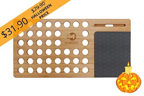 MYMESTO Bamboo Lap Desk, Lightweight Laptop Desk with Colorful Mouse Pad, Designed Portable Workstation with Smartphone and Docking Slot (for 13, 15 and 17 inch Laptops)