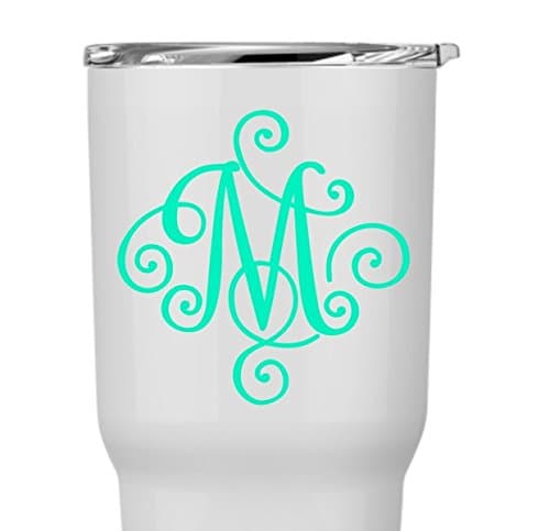 GLITTER Elegant Scroll Custom Monogram Decal Sticker for Laptop School Phone Car YETI RTIC Tumbler or Cup