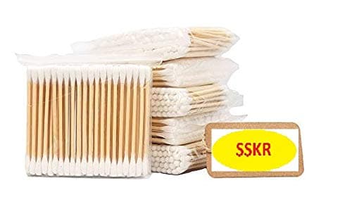 SSKR NATURAL ECO-FRIENDLY BAMBOO EARBUDS, Q-TIPS, 100% COTTON BUDS, 5 PACKS (100 PCS PER PACK)