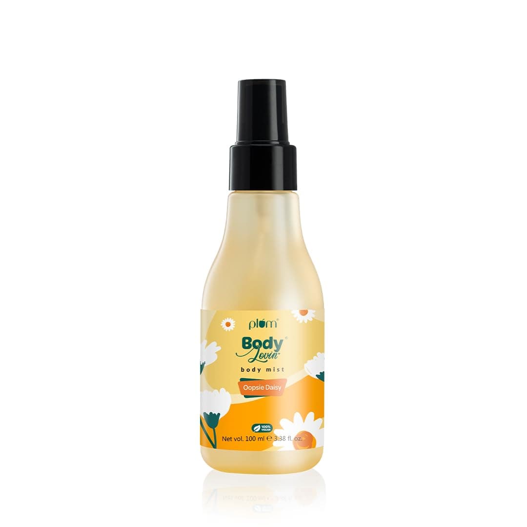 Plum BodyLovin' Oopsie Daisy Body Mist | Long Lasting Floral & Citrusy Fragrance For Women With Daisy, Orchids & Grapefruit | High On Fun | Travel-Friendly Perfume Body Spray 100 ml