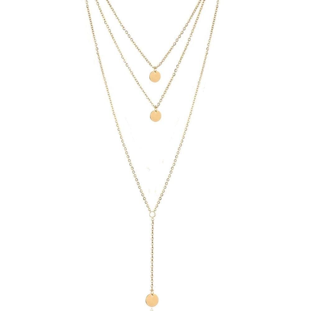 Fashion Layered Long Necklace Coin Pendant Necklace Chain Charm Necklace Jewelry for Women Over 15 years old
