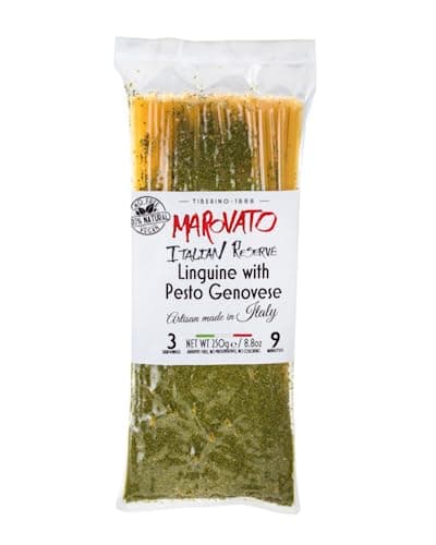 Tiberino's Linguine with Pesto Genovese - All Natural & Non-GMO Italian Pasta, 8.8oz - Imported from Italy, No Additives, Preservatives or Artificial Coloring, Sun-Dried Ingredients & No-Strain Needed