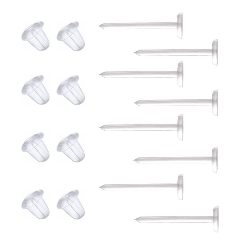 ChunneyClear Silicone Earrings for Sports,300 Pairs Clear Plastic Earring Posts and Earring Backs