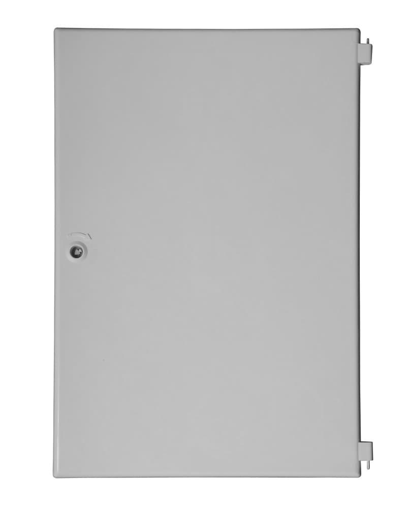 Medium Permali Electric Meter Box Door - Water Resistant, Fiberglass Reinforced Polyester, Gray/Black, Includes Door, Hinges, Latch, Key