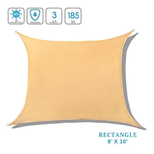 Lehood 8' x 10' Sun Shade Sail Rectangle Canopy Gray, Shade Sail UV Block for Outdoor Patio Garden