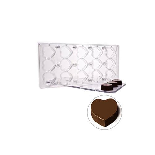 Magnetic Chocolate Mold 2 pc. Heart Shape 1" x 0.5" High, 15 Cavities