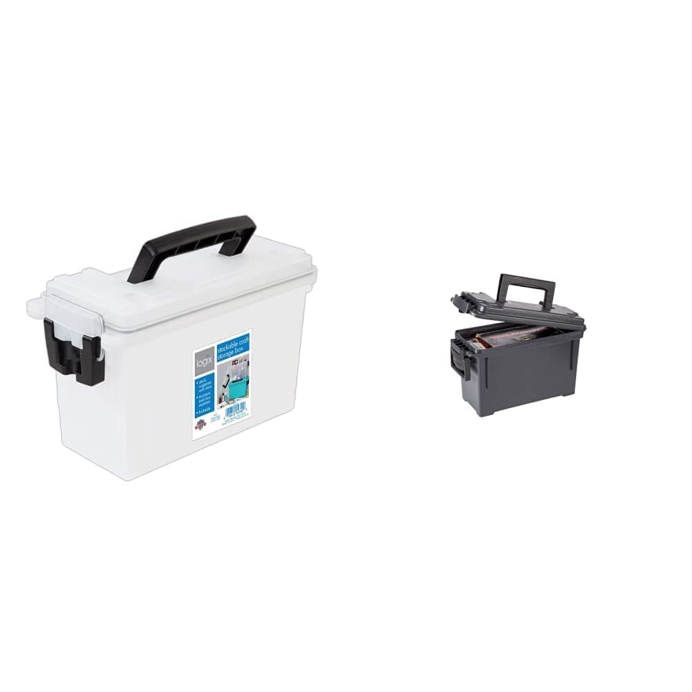 Logix 12535 Lockable Craft Storage Boxes with Lids + Plano Field Ammo Box for Secure .30 Caliber Bullet Storage