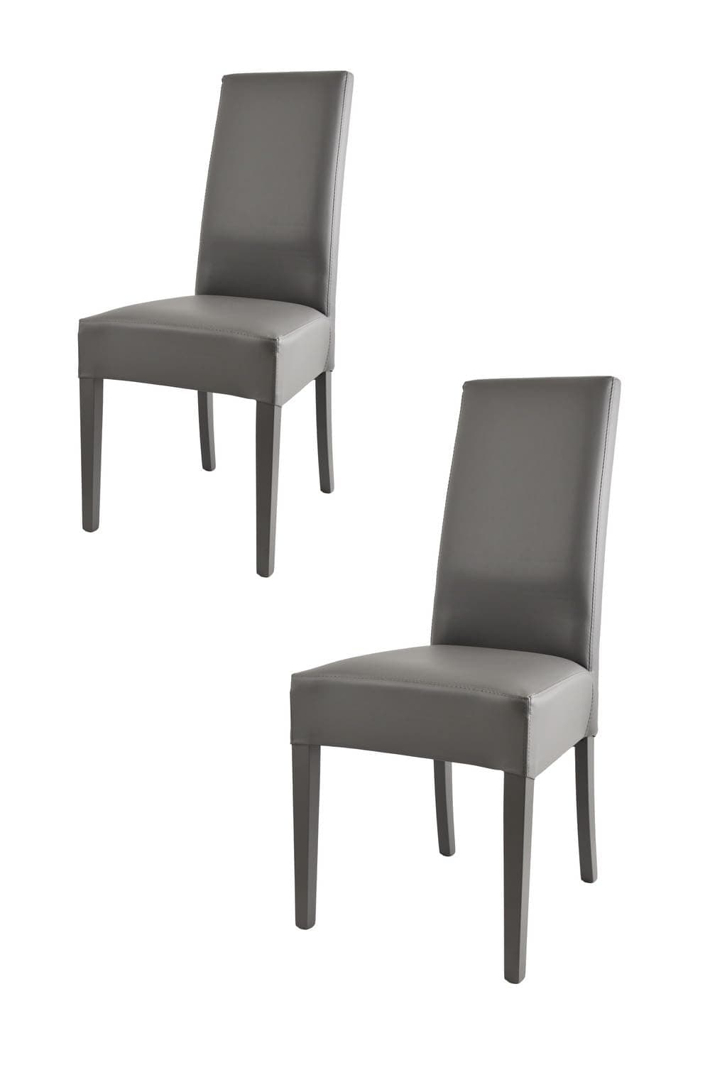 Tommychairs - Set of 2 chairs LUISA suitable for kitchen, dining room and restaurant, structure in wood of beech painted dark grey and an upholstered seat covered in eco leather colour dark grey
