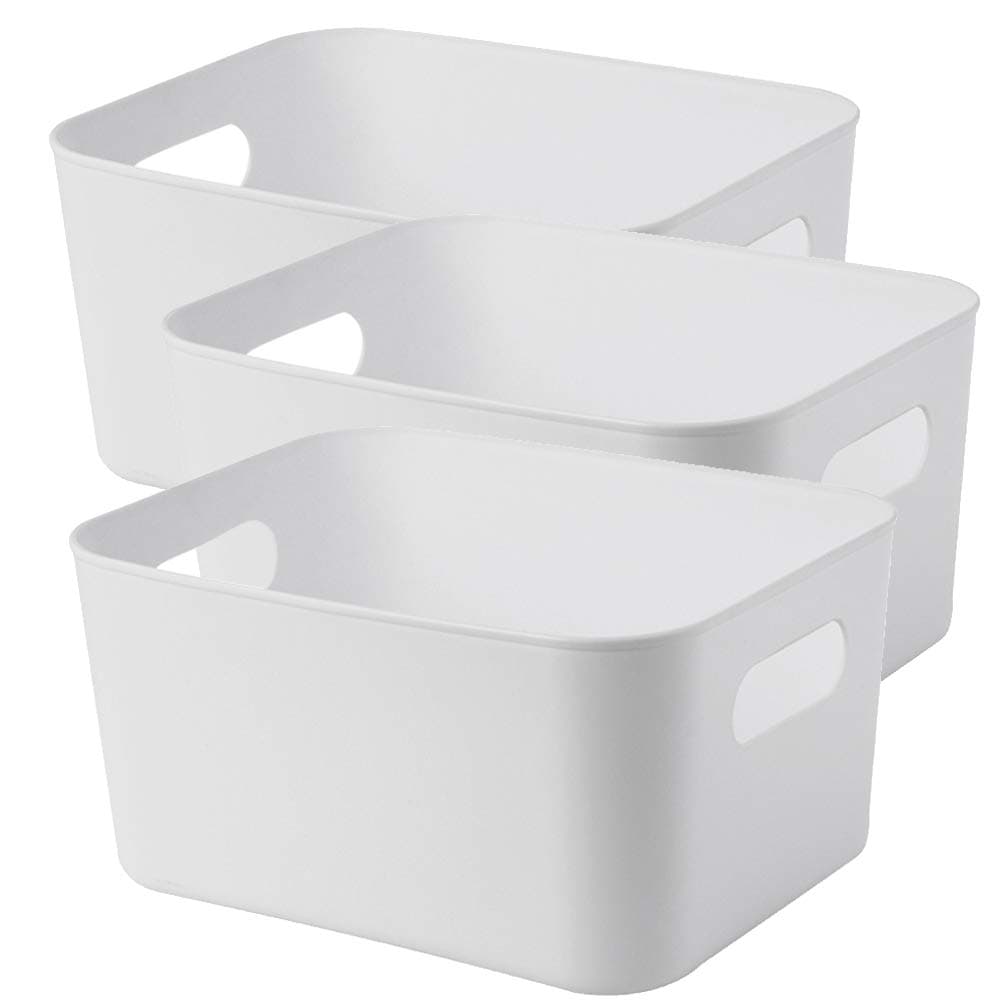 Storage Box Storage Bin Toy Baskets Food Storage Containers for Organizing Storage Basket Organizer with Handles for Kitchen Home Office Closet Toys Clothes Kids Room Nursery WHITE * 3 PCS/SET