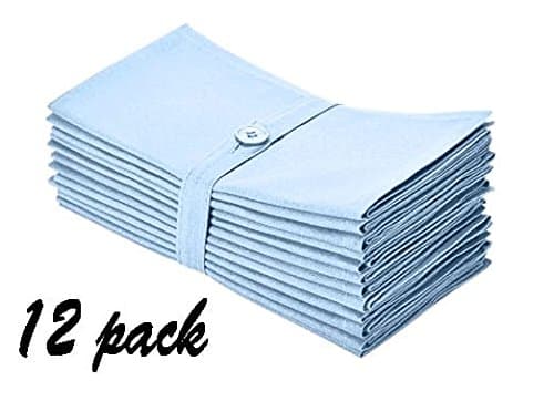 Pack of 12 Dinner Napkins, 100% Egyptian Cotton Luxury 400 Thread Count- 12" x 12" Color Light Blue Solid (Set contains 1 Dozen Napkins )