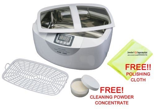 INDUSTRAL GRADE 160 WATTS 5.29PINTS DIGITAL HEATED ULTRASONIC CLEANER + FREE CLEANING CONCENTRATE POWDER & JEWELER'S SUPERMARKET POLISHING CLOTH