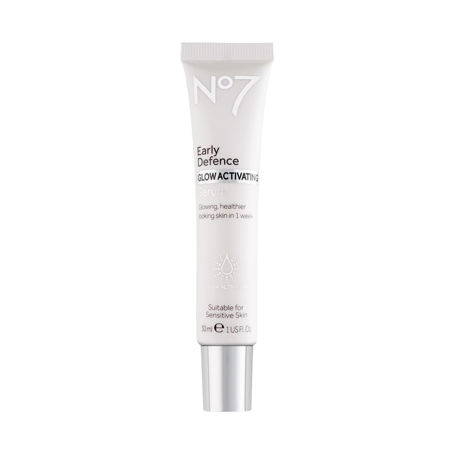 No7 Early Defense Glow Activating Serum - Anti Aging Serum with Peptides for Fine Lines and Wrinkles - Healthy Looking Skin Glowing Face Serum (30 ml)