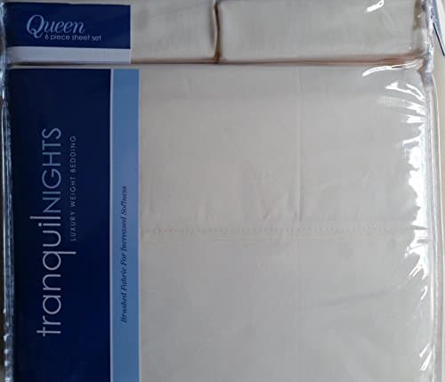 Divatex Tranquil Nights Luxury Weight Bedding Summer 2015 Queen 6 Piece Sheet Set (Classic Ivory)