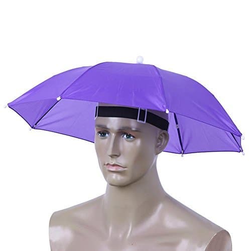 Broadroot Head Umbrella Anti-Rain Fishing Anti-Sun Umbrella Hat Adults Supplies(Purple)
