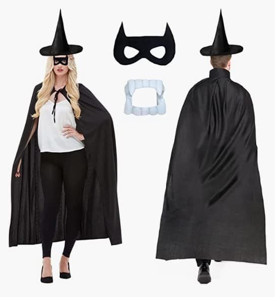 Fancy Steps Halloween Dress for Adult | Witch Costume for Girls | Halloween Hooded Cape, Eyemask, cap, & teeth Dress for Adult | Costumes For Roleplay, Cosplay & Carnival
