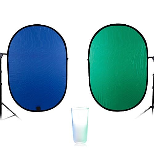 100X150cm/39X59in Collapsible Nylon Oval Reflector, 2 in 1 Blue and Green Background Board, Folding Backdrops,Photo Studio Accessories