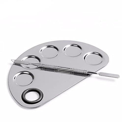 Yimart® Stainless Steel Makeup Palette Cosmetic Five Holes Mixing Pallete Spatula