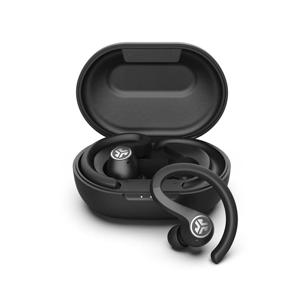 JBuds Air Sport True Wireless Earbuds, Sports Running Headphones - Bluetooth Earbuds with IP66 Sweat Resistant and Be Aware Audio - Wireless Earphones with Charging Case, Custom EQ3 Sound, Black
