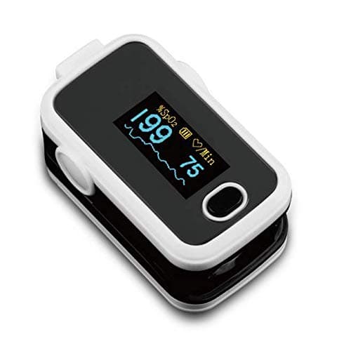 Finger Oximeter Pulse SPO2 & Heart Rate Monitor White, Including 2 Batteries