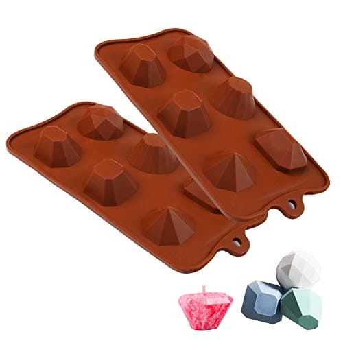 Gem Stones Silicone Candle Molds Diamond Silicone Molds for Jewelry Making Crystal Epoxy Resin, UV Resin, Clay, Candy Chocolate Ice Cube Tray Set of 2