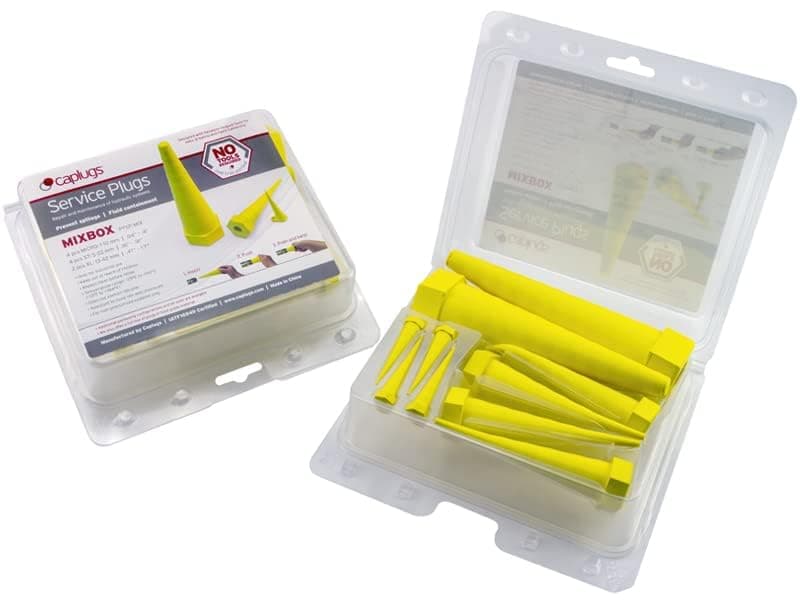 Caplugs PTSP-Mix - Pig's Tail Industrial Hydraulic Service Plugs Mixed Pack - 4 Micro | 4 Std | 2 XL Part Size Range (in): 0.04-1.70, Pack of 10