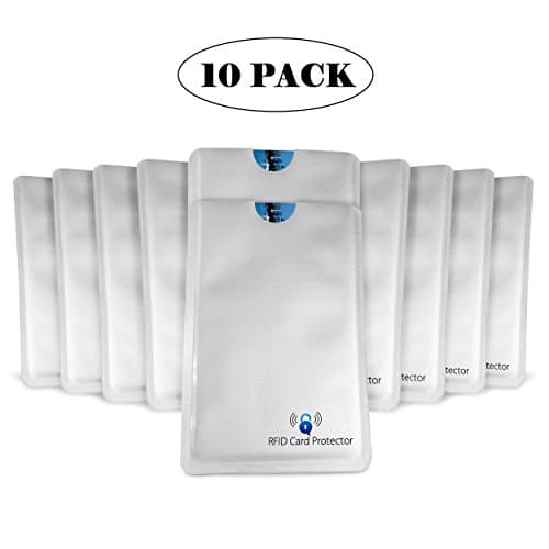 RFID Blocking Sleeves (10 Credit Card Protectors) Prevent Identity and Credit Card Skimming by NFC or RFID Scanners, Credit Card Readers. Designed for Men and Women Wallets, Great for Travelers
