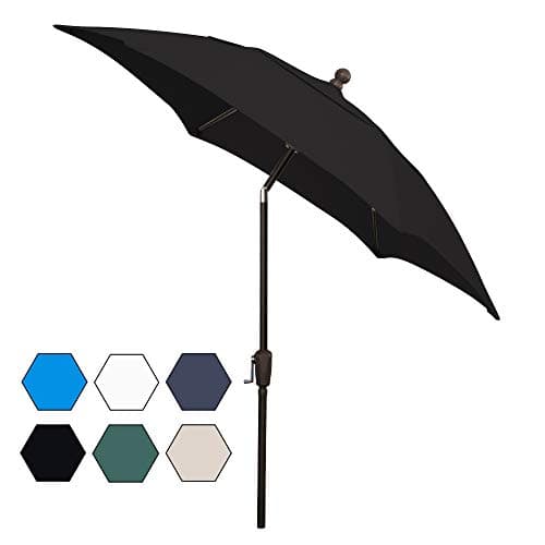 FiberBuilt Umbrellas AZ7HCRCB-T-Black Patio Umbrella, Black