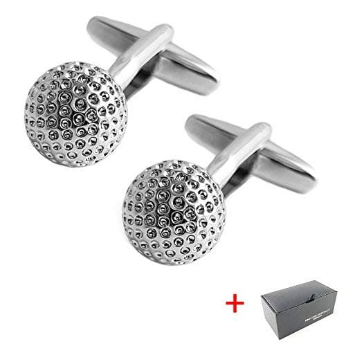 High Quality Silver Brass Cufflinks – Golf Golf Ball Sports – Mind Care Essentials Includes Deluxe Cuff Links Box – German Dealer