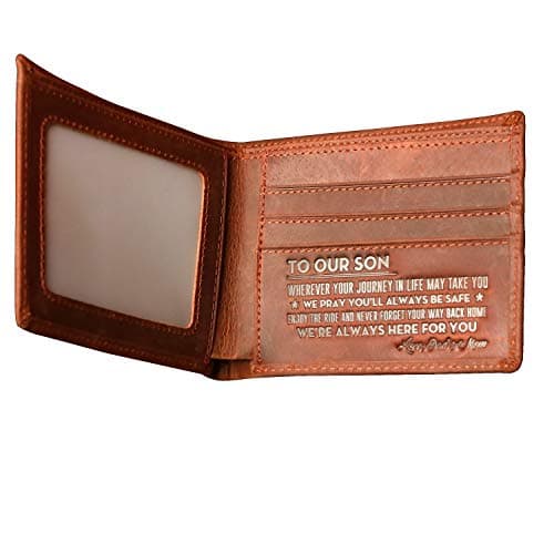 Mens Leather Wallets, Minimalist Front Pocket RFID Biflod Leather Purse, Best Birthday Gifts for your Son