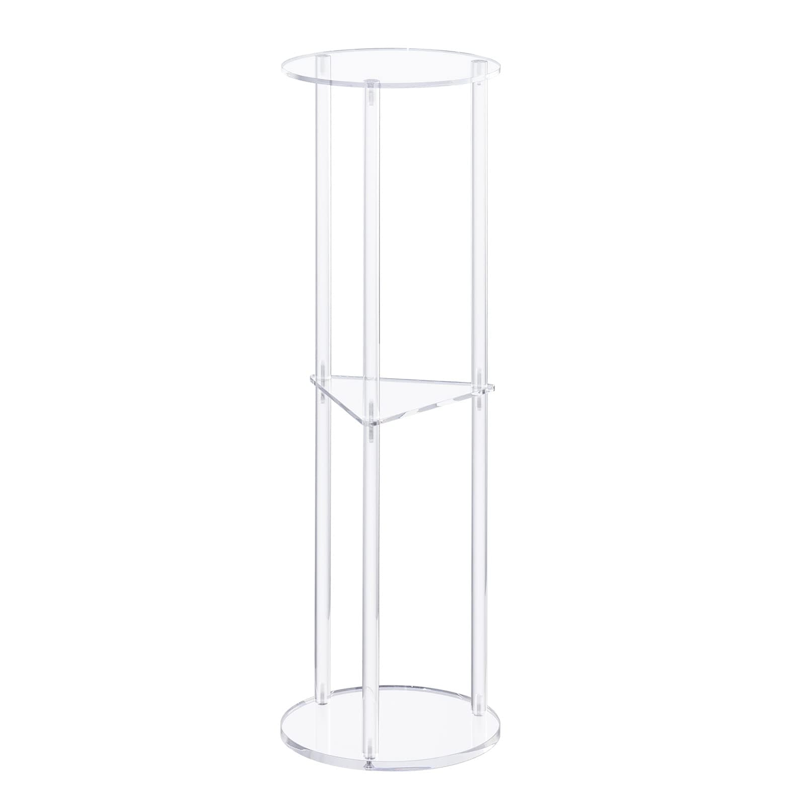 HMYHUM Acrylic Drink Table for Small Spaces, Martini Table for Living Room, Small Drink Side Table, 3 Tiers, Round, Modern, 8" L x 8" W x 26" H, Clear